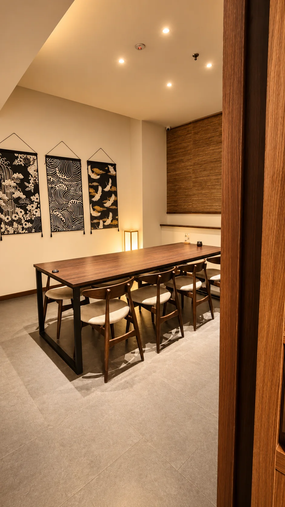 Private dining room with a long table